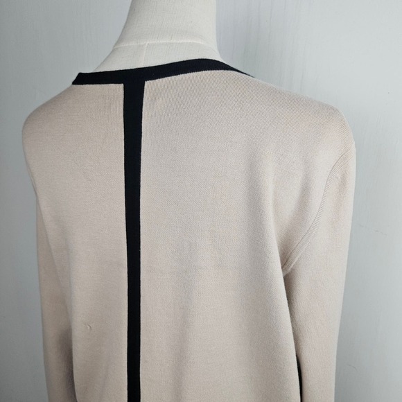 Pure Collection Double Faced Coatigan Cotton Cashmere Cardigan 14/16 Beige Black - Picture 4 of 12